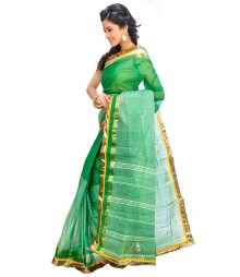 Green & Golden Self Design Ethnic Wear Fashion Saree DSCH062